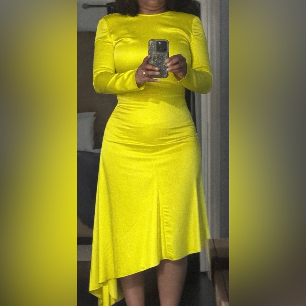 MSGM Radiant Yellow Long Sleeve Dress - Picture 9 of 10